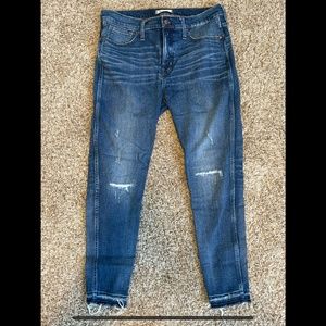 Madewell High Rise Skinny Rip Repair Jean 32
